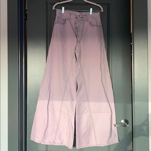 Ganni pink wide legged denim